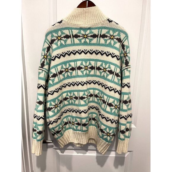 American Eagle Outfitters Fair Isle Chunky Oversize Mock Neck Sweater Sz Medium - Picture 3 of 5